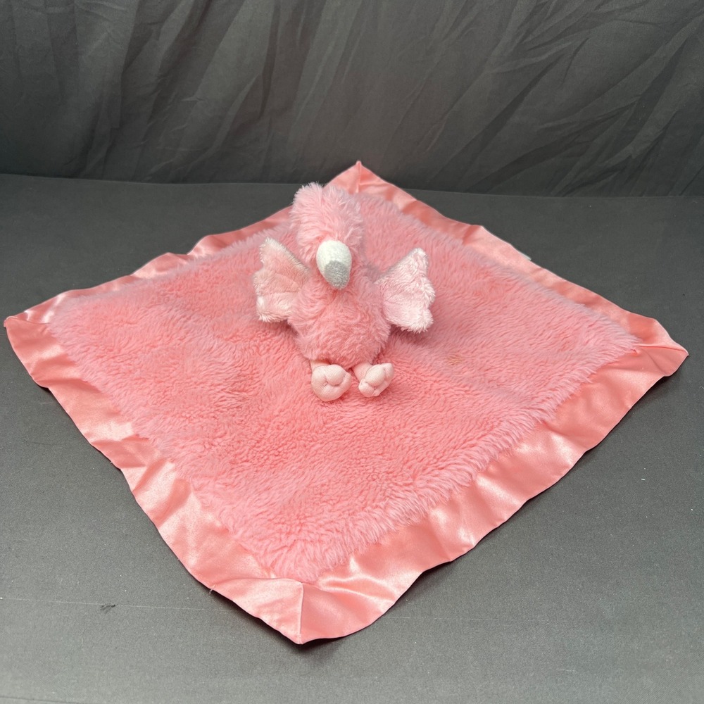 Cloud Island Pink Flamingo Lovey Security Blanket 14" Satin Trim Baby Snuggler